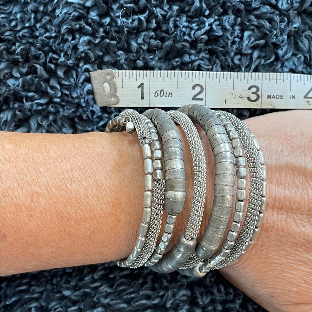 Boho Coiled Aged/Patina Bead Wrap Bracelet